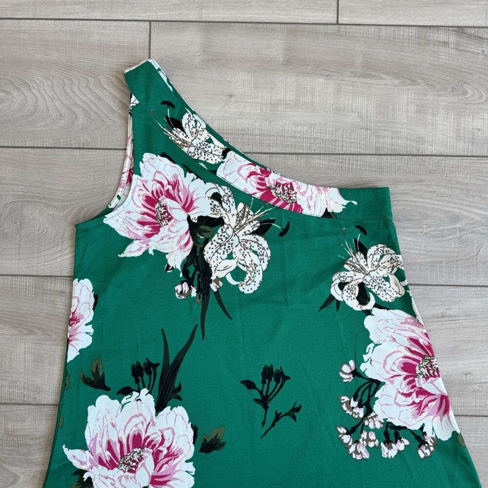 Wild Pony Green Floral One-Shoulder, Lightweight Maxi Dress Size M - Picture 3 of 8